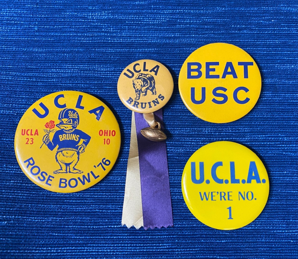 Vintage Lot UCLA #1 Bruins 1976 Rose Bowl CA Pinback Button Football Beat USC